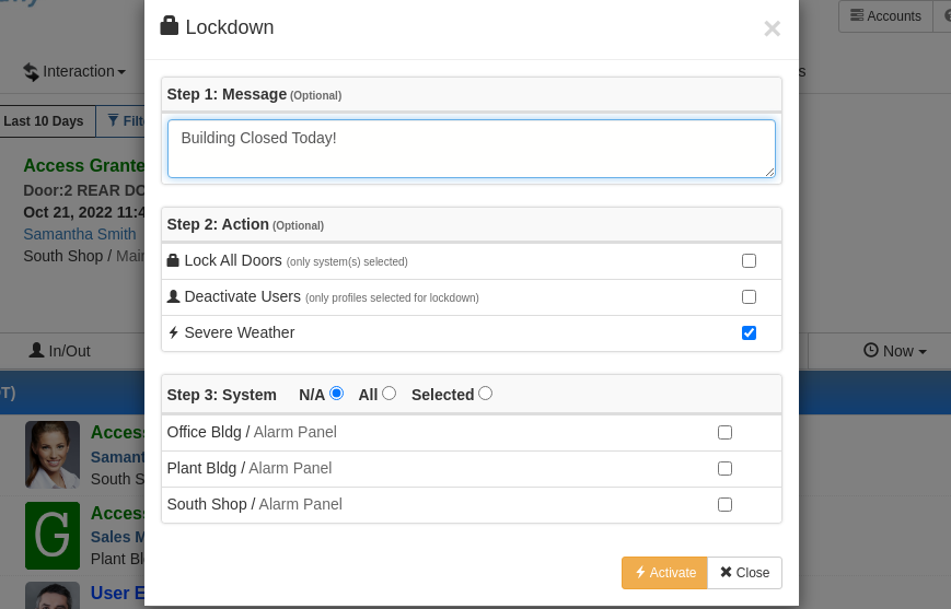 Lockdown Actions
