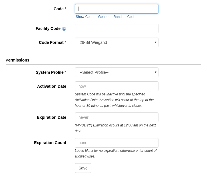Code Activation Feature